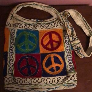 Handmade Peace sign hobo bag